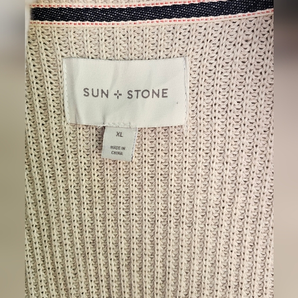 Macy's Sun And Stone Cotton Cream Cardigan XL Chunky Knit Grandpa Sweater - Picture 2 of 6